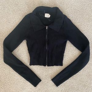 90s/Y2K Collar zippered crop